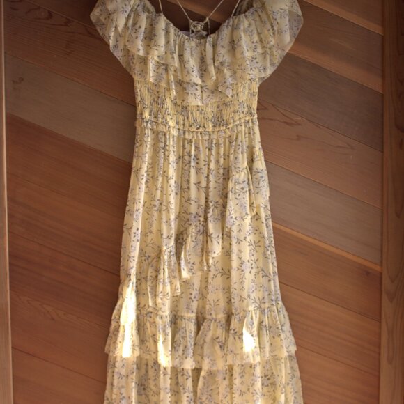 ULLA JOHNSON PENNINAH YELLOW FLORAL MIDI DRESS SZ US 4 100% SILK - Picture 9 of 11